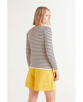 Compañía Fantástica_ Jersey cuello pico rayas negras - Imagen 2