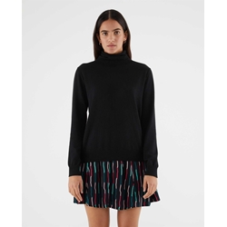 Compañía Fantástica_ Jersey de punto con cuello vuelto en negro - Imagen 1