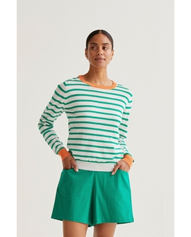 Compañía Fantástica_ Jersey de punto rayas verde/ blanco - Imagen 1