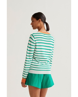 Compañía Fantástica_ Jersey de punto rayas verde/ blanco - Imagen 2