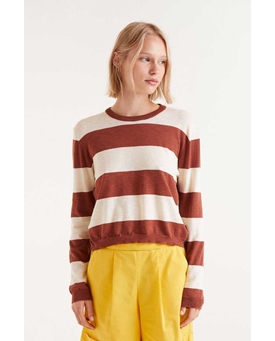 Compañía Fantástica_ Jersey punto fino rayas marrón - Imagen 1