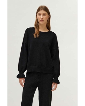 Compañía Fantástica_ Jersey punto negro detalles puños - Imagen 1