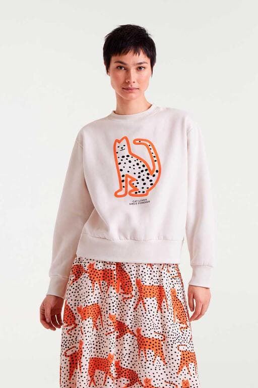 Compañía Fantástica_ Sudadera felpa estampado cat lover - Imagen 1