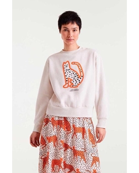 Compañía Fantástica_ Sudadera felpa estampado cat lover - Imagen 1