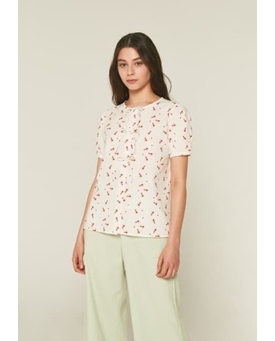 Compañía Fantástica_ Top/Blusa en cambric con cintas y estampado de hormigas - Imagen 1