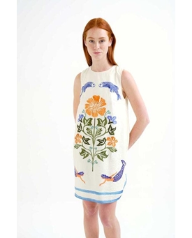 Compañía Fantástica_ Vestido corto con estampado Palm & Mermaid - Imagen 1