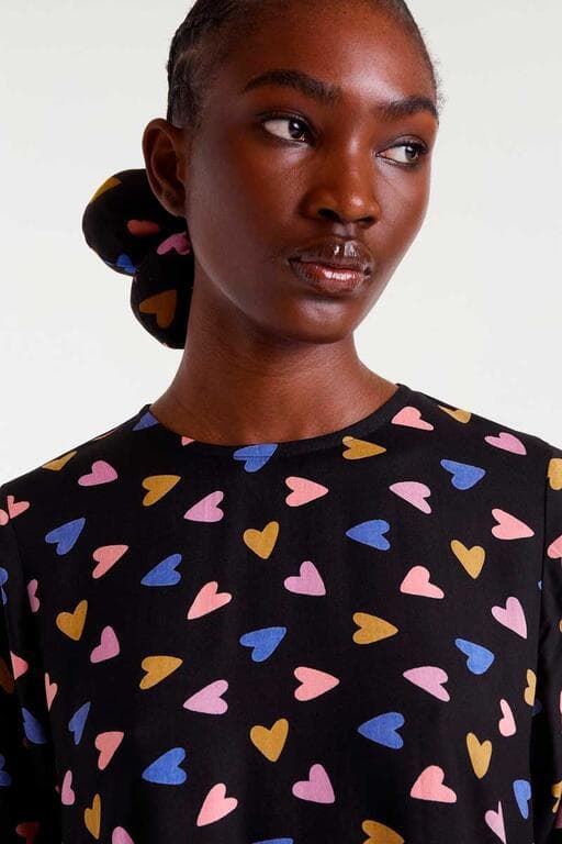 Compañía Fantástica_ Vestido corto estampado corazones - Imagen 3