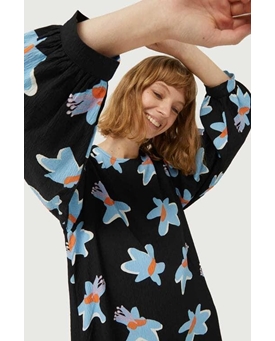 Compañía Fantástica_ Vestido corto estampado floral Calatea negro - Imagen 1