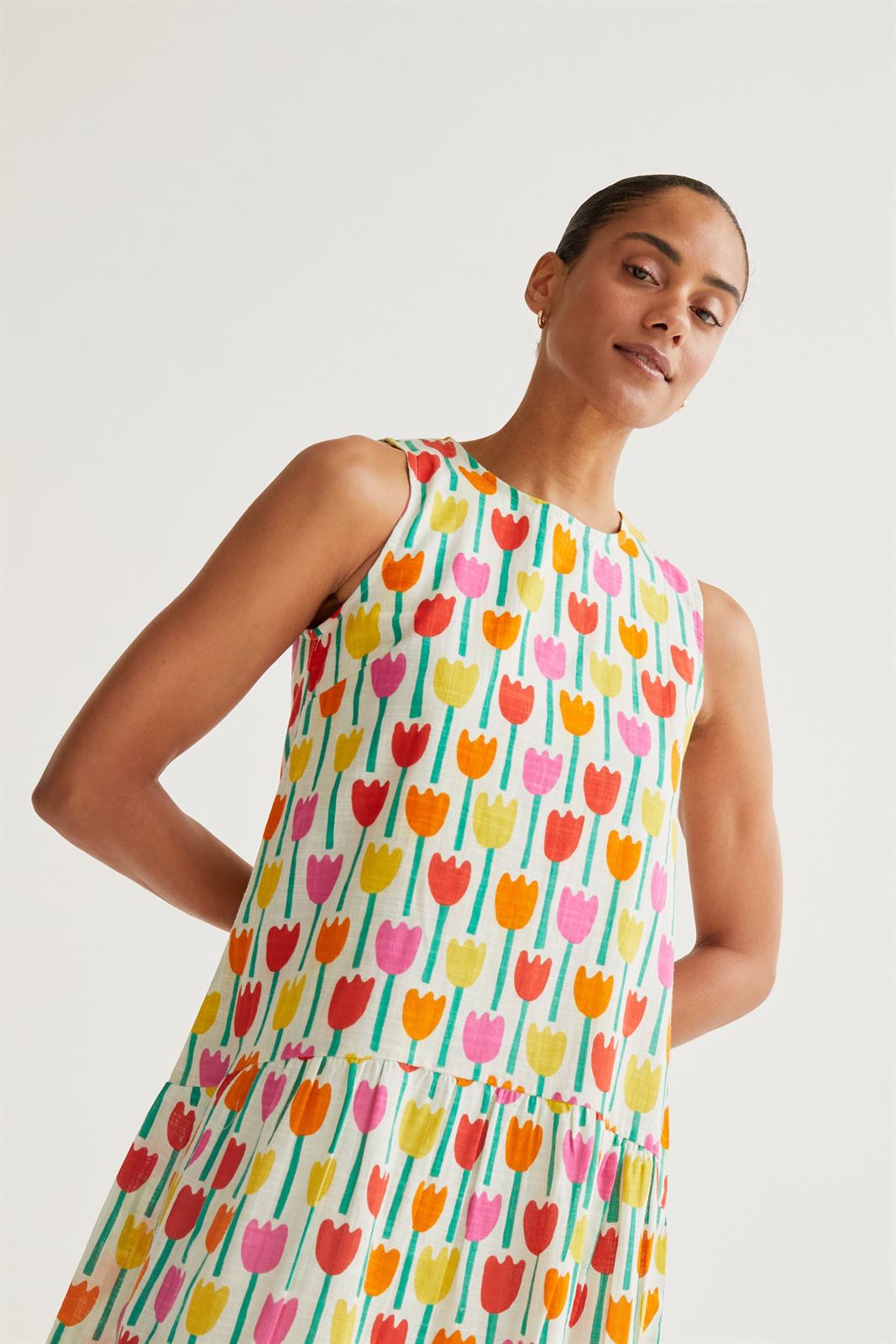 Compañía Fantástica_ Vestido corto estampado tulipanes - Imagen 5