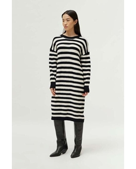 Compañía Fantástica_ Vestido de punto de rayas negras - Imagen 1