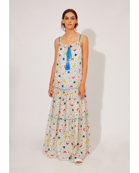 Compañía Fantástica_ Vestido largo estampado guindillas - Imagen 1