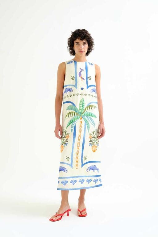 Compañía Fantástica_ Vestido largo estampado Palm & Mermaid - Imagen 1