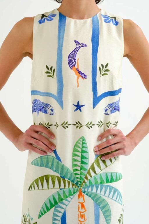 Compañía Fantástica_ Vestido largo estampado Palm & Mermaid - Imagen 3