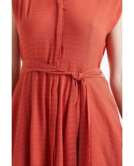 Compañía Fantástica_ Vestido largo fluido naranja - Imagen 2