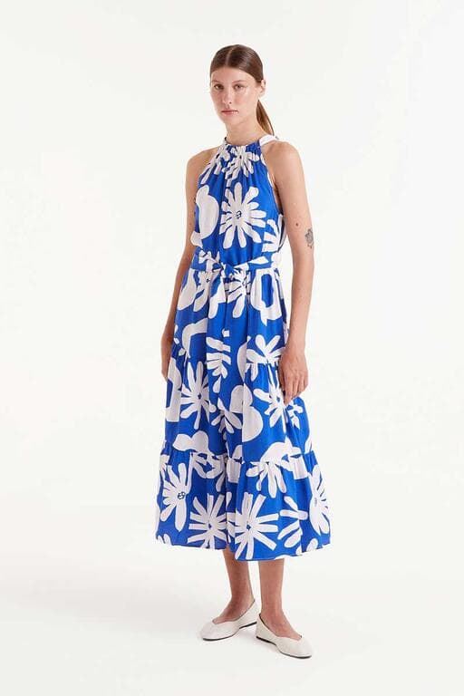 Compañía Fantástica_ Vestido midi estampado floral bluet blue - Imagen 1