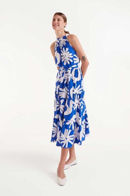 Compañía Fantástica_ Vestido midi estampado floral bluet blue - Imagen 4