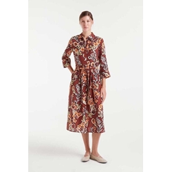 Compañía Fantástica_ Vestido midi marrón estampado flores - Imagen 1