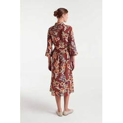 Compañía Fantástica_ Vestido midi marrón estampado flores - Imagen 2