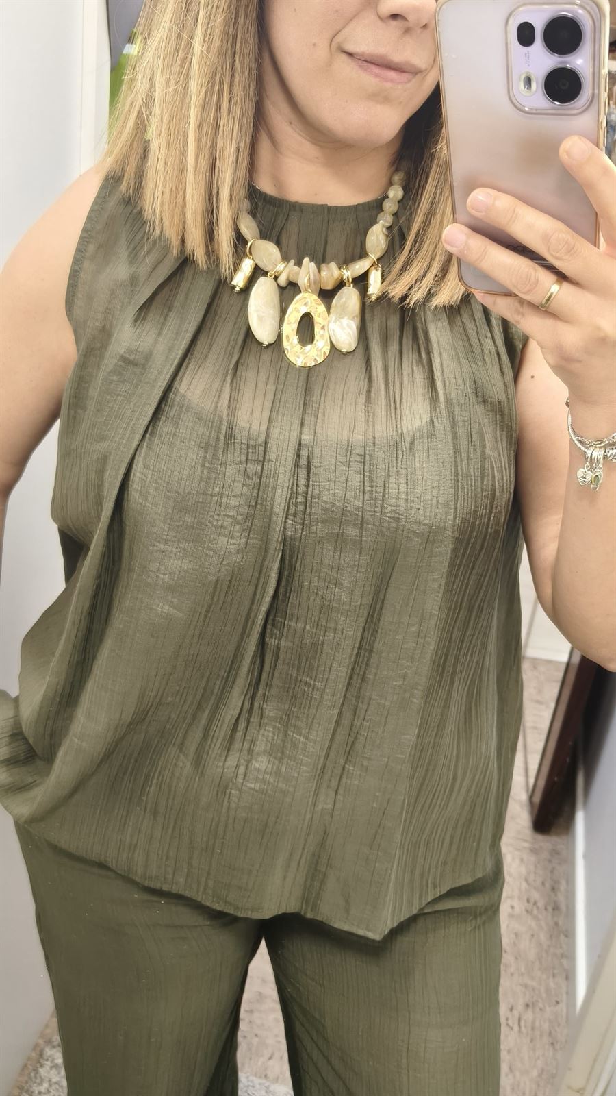 Conjunto Top y pantalón kaki - Imagen 2