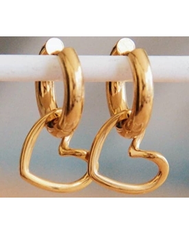 Creolas anchas de acero de acero inoxidable con corazón abierto - Imagen 1