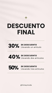 Descuento 30% - Llevando 1 artículo