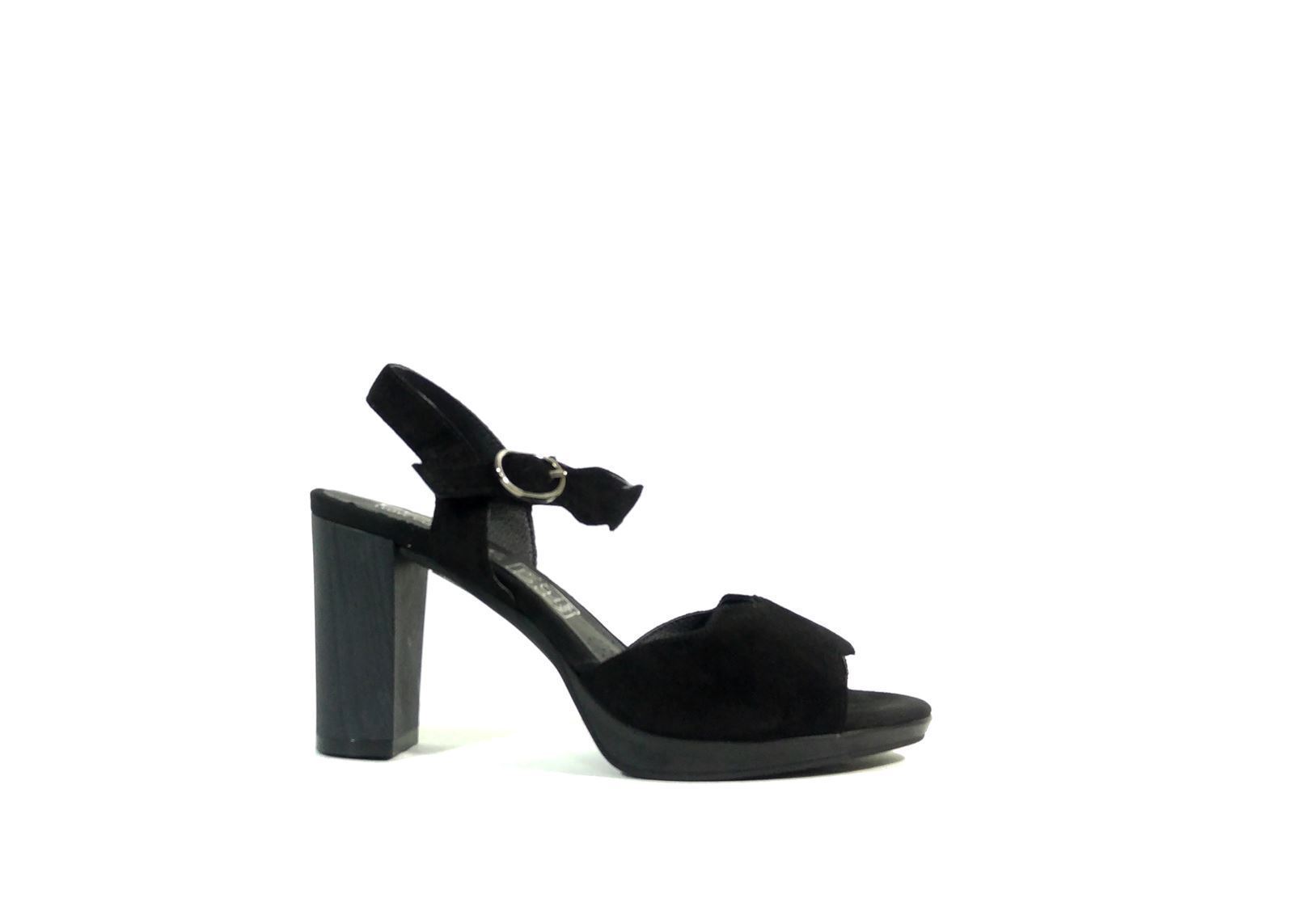 Desireé_ Sandalia suede negro tacón - Imagen 1