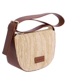 Don Algodón_ Bolso bandolera rafia con detalles en marrón - Imagen 1