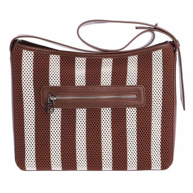 Don Algodón_ Bolso de hombro rayas marrón - Imagen 3