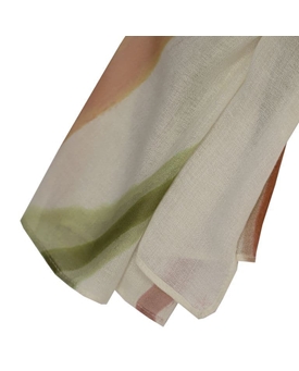 Don Algodón_ Pañuelo beige detalles verde y rosa - Imagen 1