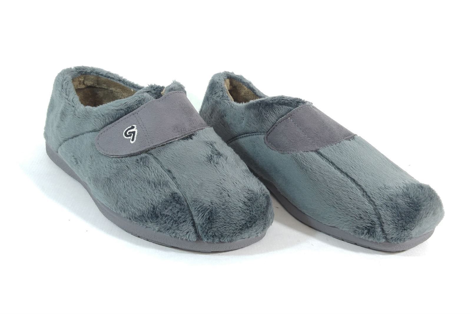 Garzon_ Zapatilla de casa velcro gris para hombre - Imagen 2