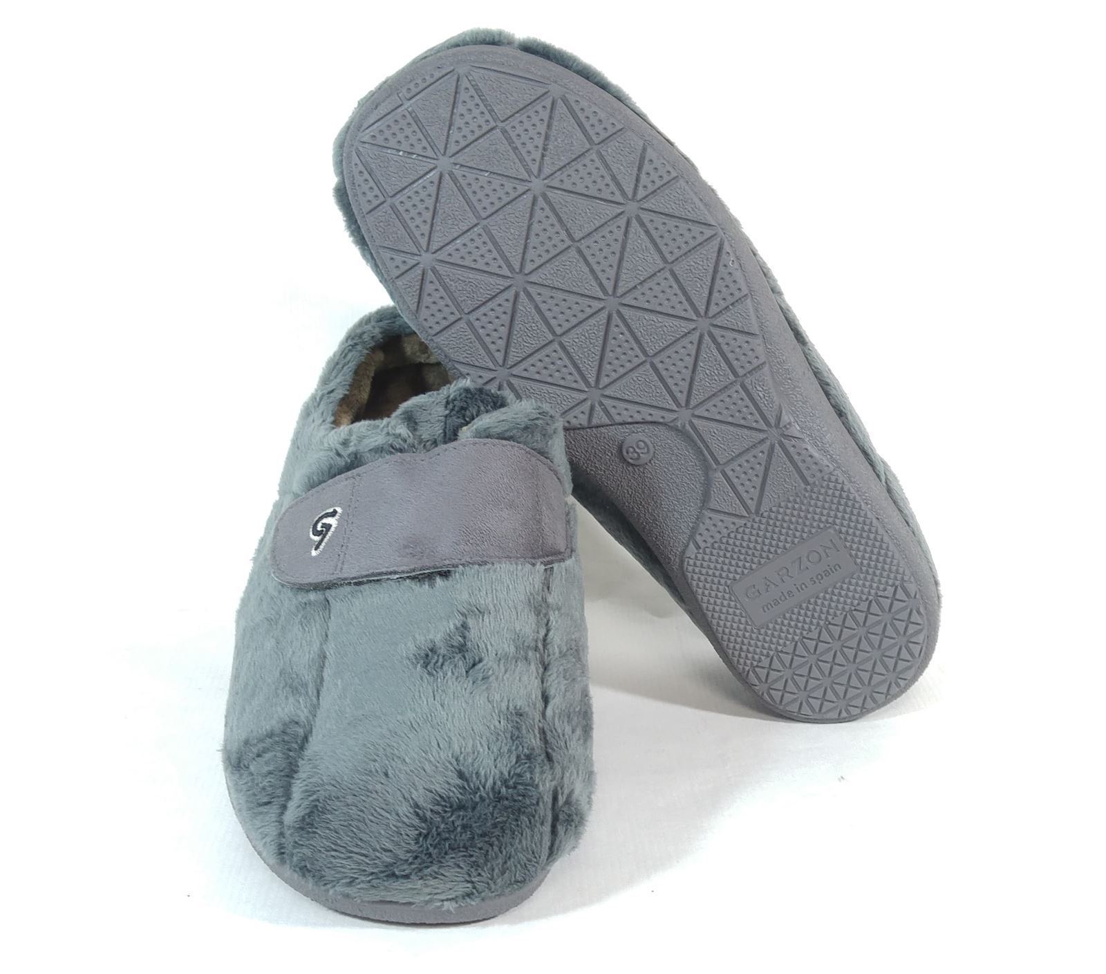 Garzon_ Zapatilla de casa velcro gris para hombre - Imagen 4