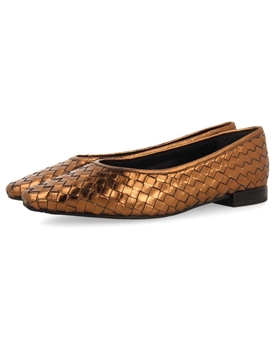 Gioseppo_ Bailarina de piel trenzada color bronce - Imagen 1