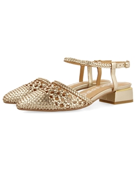 Gioseppo_ Bailarinas de piel trenzado platino - Imagen 1