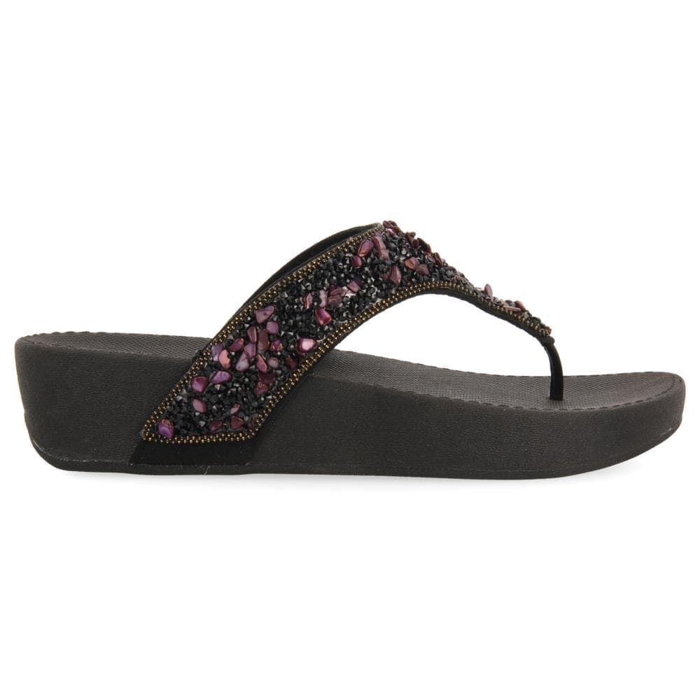 Gioseppo- Sandalia cuña negra dedo SANDALIA