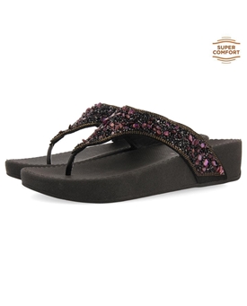 Gioseppo- Sandalia cuña negra dedo - Imagen 1