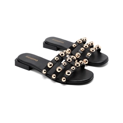 Gioseppo_ Sandalia tipo pala negro con tachuelas en dorado - Imagen 2