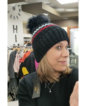 Gorro pompom negro - Imagen 1