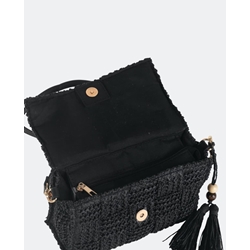 Kbas_ Bolso bandolera fibra natural en negro - Imagen 2