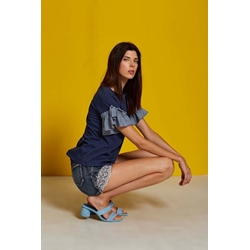 Md´M Leyenda_ Camiseta volante cuadros marino - Imagen 1