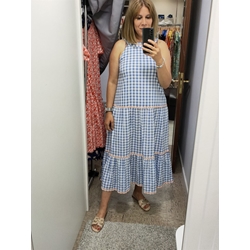 Md´M_ Vestido cuados azul midi - Imagen 1