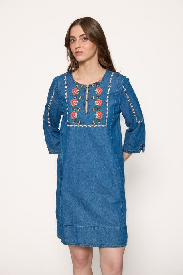 Md´M_ Vestido denim bordados - Imagen 1