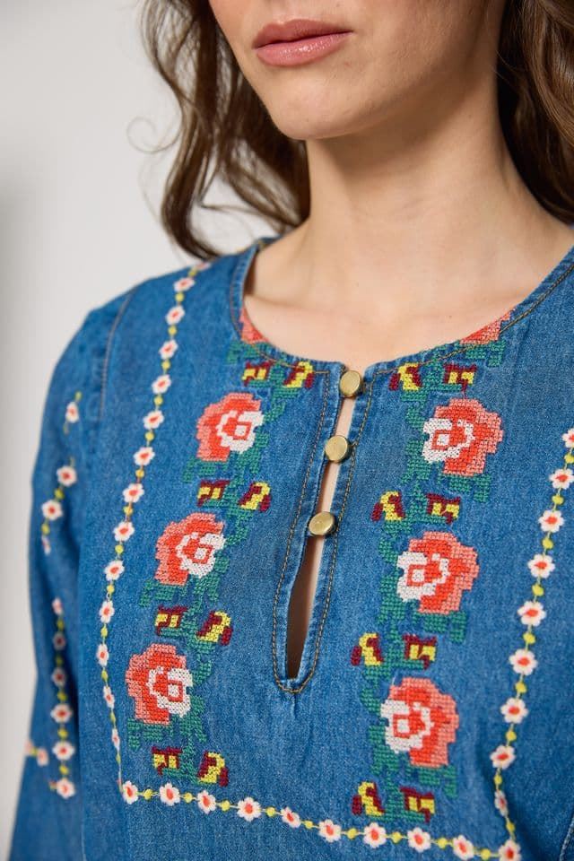 Md´M_ Vestido denim bordados - Imagen 5