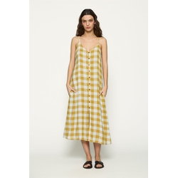 Md´M_ Vestido midi cuadros mostaza - Imagen 1