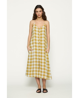Md´M_ Vestido midi cuadros mostaza - Imagen 1