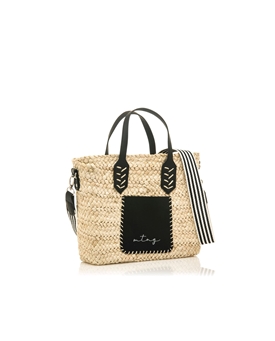 Mtng-Mustang_ Bolso batu rafia negro - Imagen 1