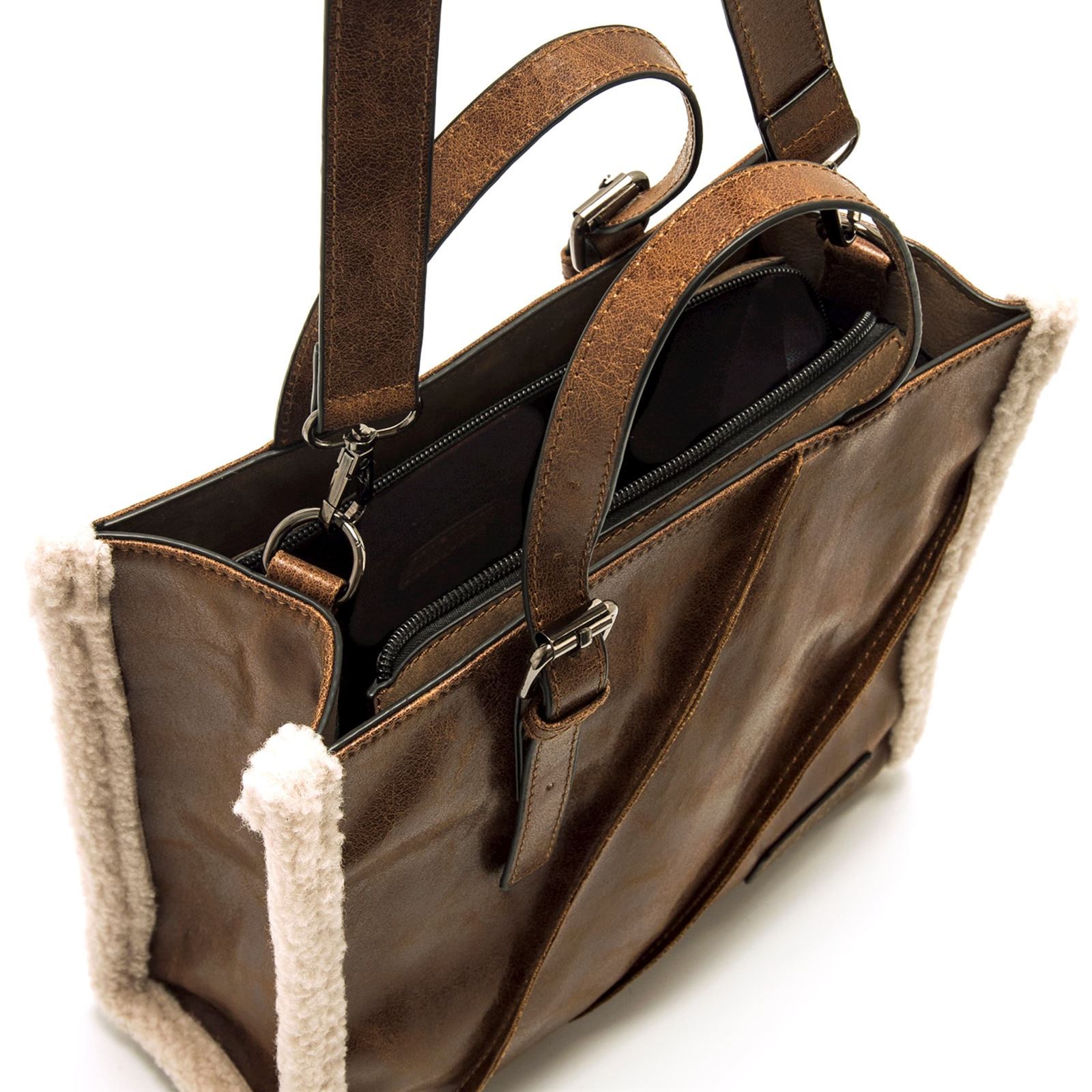 Mtng-Mustang_ Bolso Waldy cuero con pelo - Imagen 5