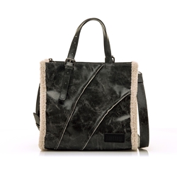 Mtng-Mustang_ Bolso waldy negro con pelo - Imagen 1