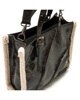 Mtng-Mustang_ Bolso waldy negro con pelo - Imagen 2