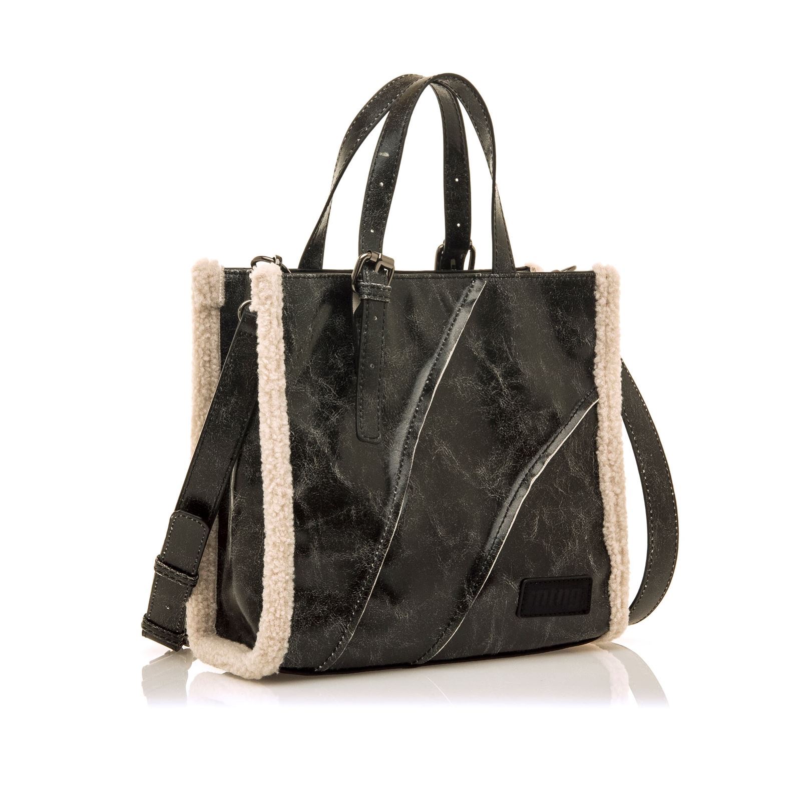Mtng-Mustang_ Bolso waldy negro con pelo - Imagen 3