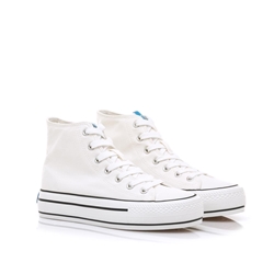 Mustang_ Deportivo abotinado lona blanco - Imagen 2